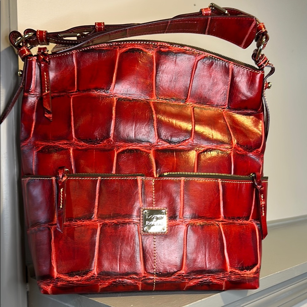 Dooney and Burke croc red leather tote